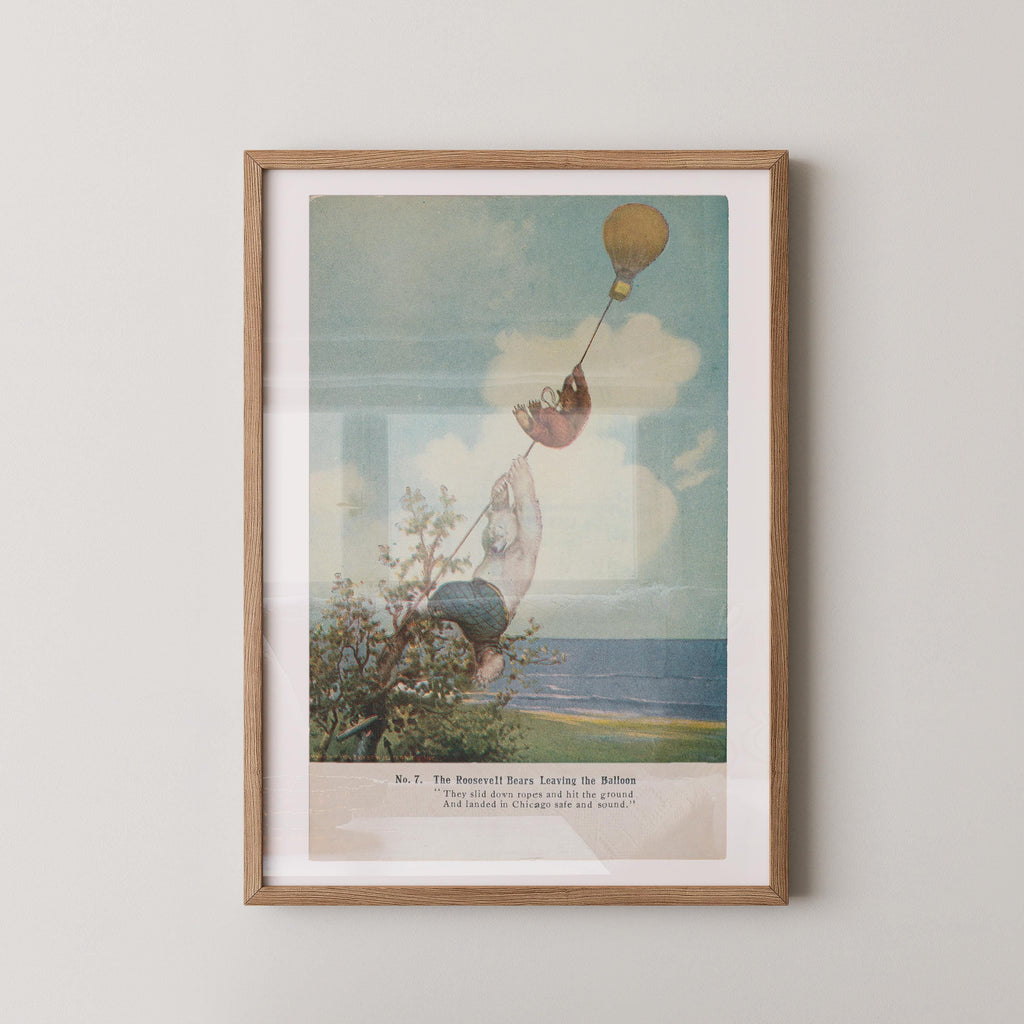 Vintage illustrated postcard print of a classic teddy bear, rendered in a soft, nostalgic storybook style. Printed as a giclée fine art print on archival matte paper.
