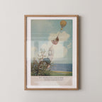 Vintage illustrated postcard print of a classic teddy bear, rendered in a soft, nostalgic storybook style. Printed as a giclée fine art print on archival matte paper.