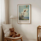 Vintage illustrated postcard print of a classic teddy bear, rendered in a soft, nostalgic storybook style. Printed as a giclée fine art print on archival matte paper.