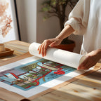 Vintage "Greetings from Kansas City" large letter postcard print, with oversized vintage-style block letters spelling KANSAS CITY filled with nostalgic scenic snapshots, celebrating Kansas City as a classic American city travel keepsake. Printed as a giclée fine art print on archival matte paper.