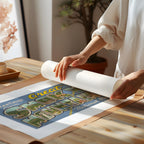 Vintage "Greetings from the Great Smoky Mountains" large letter postcard print, with oversized vintage-style block letters spelling THE GREAT SMOKY MOUNTAINS filled with nostalgic scenic snapshots, celebrating the Great Smoky Mountains as a beloved travel destination. Printed as a giclée fine art print on archival matte paper.