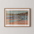 Vintage landscape postcard print of the layered, mineral-blue terraces of Mammoth Hot Springs, Yellowstone National Park. Printed as a giclée fine art print on archival matte paper.