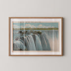 Vintage landscape postcard print of Niagara Falls' powerful cascade and rising mist. Printed as a giclée fine art print on archival matte paper.