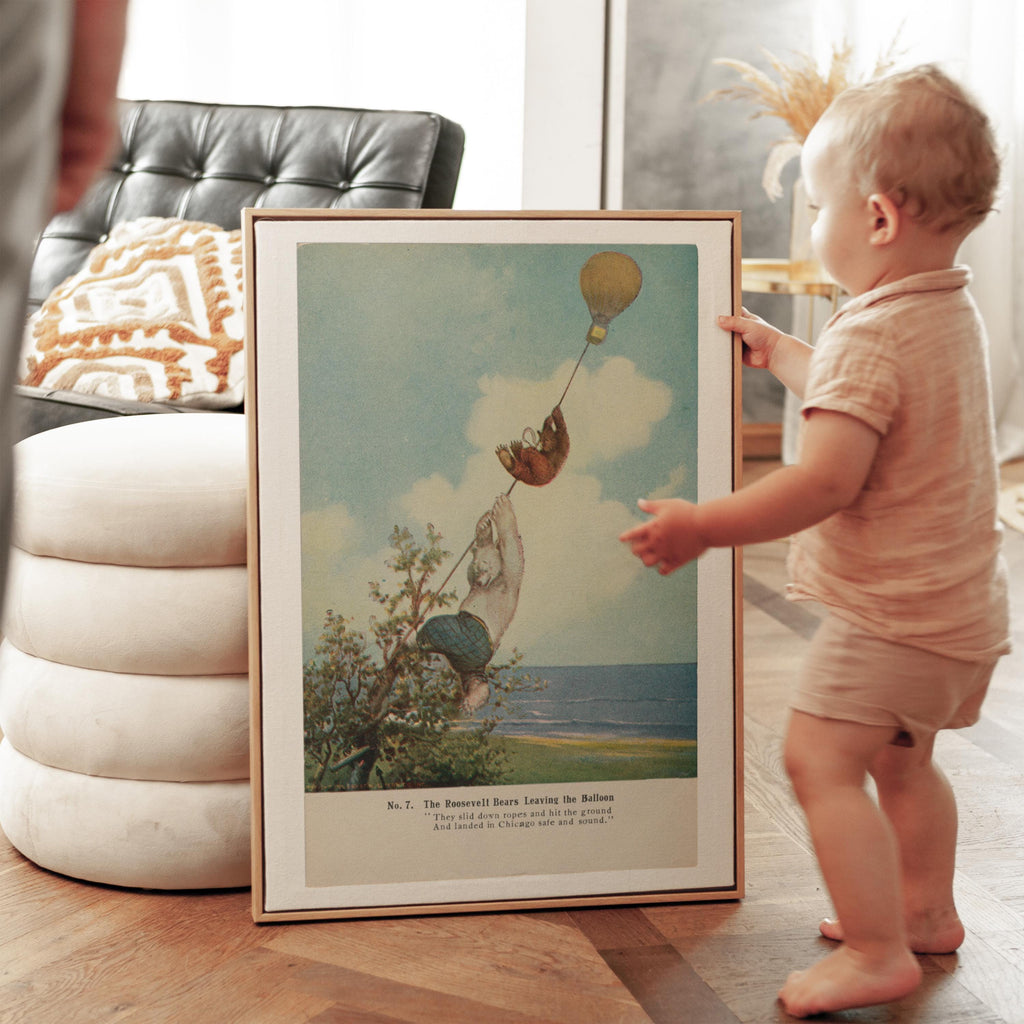 Vintage illustrated postcard print of a classic teddy bear, rendered in a soft, nostalgic storybook style. Printed as a giclée fine art print on archival matte paper.