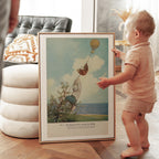 Vintage illustrated postcard print of a classic teddy bear, rendered in a soft, nostalgic storybook style. Printed as a giclée fine art print on archival matte paper.