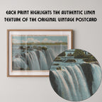 Vintage landscape postcard print of Niagara Falls' powerful cascade and rising mist. Printed as a giclée fine art print on archival matte paper.