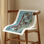 Vintage "Greetings from Oklahoma" large letter postcard print, with oversized vintage-style block letters spelling OKLAHOMA filled with nostalgic scenic snapshots, celebrating Oklahoma as a U.S. state travel keepsake. Printed as a giclée fine art print on archival matte paper.