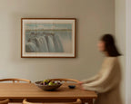 Vintage landscape postcard print of Niagara Falls' powerful cascade and rising mist. Printed as a giclée fine art print on archival matte paper.