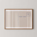 Vintage postcard-style print featuring a blank correspondence postcard design, with divided lines and vintage typography and no destination text. Printed as a giclée fine art print on archival matte paper.