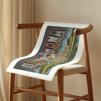 Vintage "Greetings from Louisiana" large letter postcard print, with oversized vintage-style block letters spelling LOUISIANA filled with nostalgic scenic snapshots, celebrating Louisiana as a U.S. state travel keepsake. Printed as a giclée fine art print on archival matte paper.
