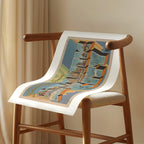 Vintage "Greetings from Atlantic City" large letter postcard print, with oversized vintage-style block letters spelling ATLANTIC CITY filled with nostalgic scenic snapshots, celebrating Atlantic City as a classic American city travel keepsake. Printed as a giclée fine art print on archival matte paper.