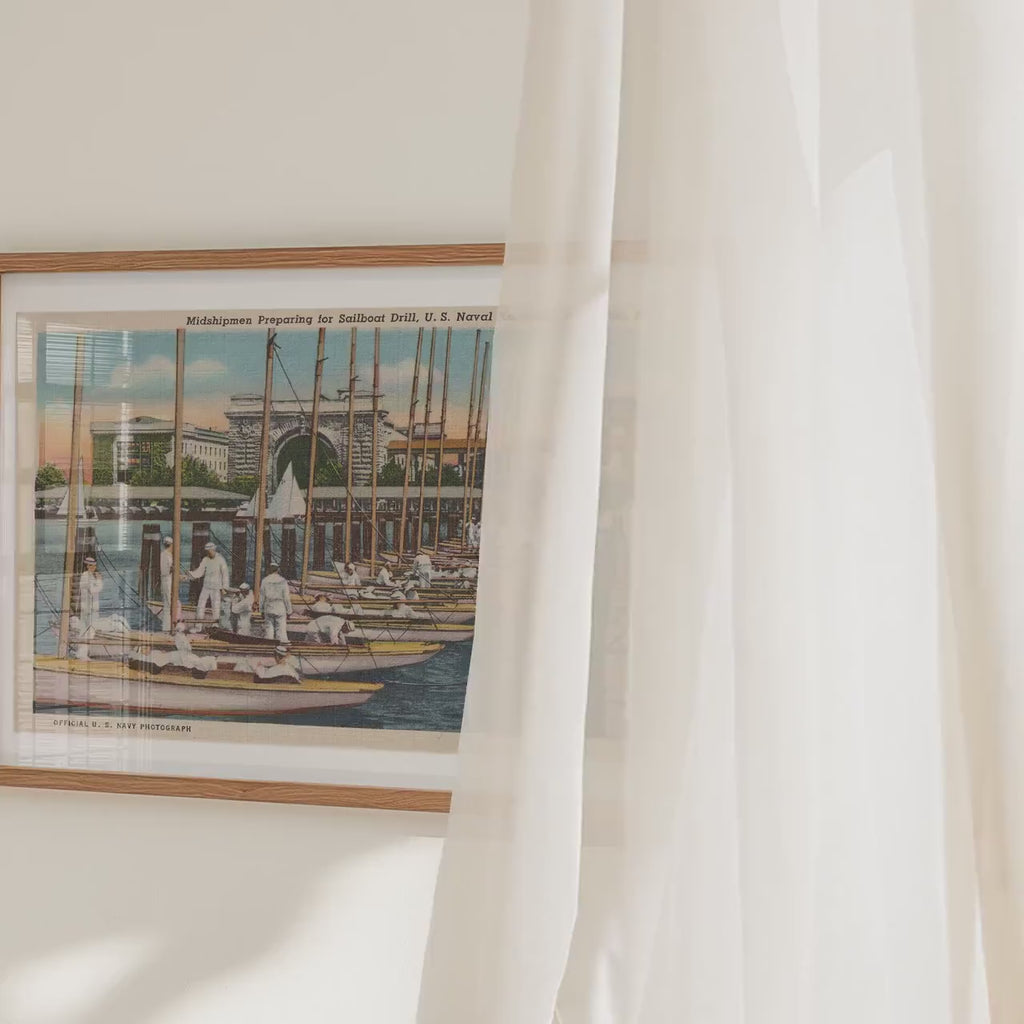 Annapolis Maryland Midshipmen Prepping Sailboats at the US Naval Academy: Postcard Fine Art Paper Print Framed or Unframed