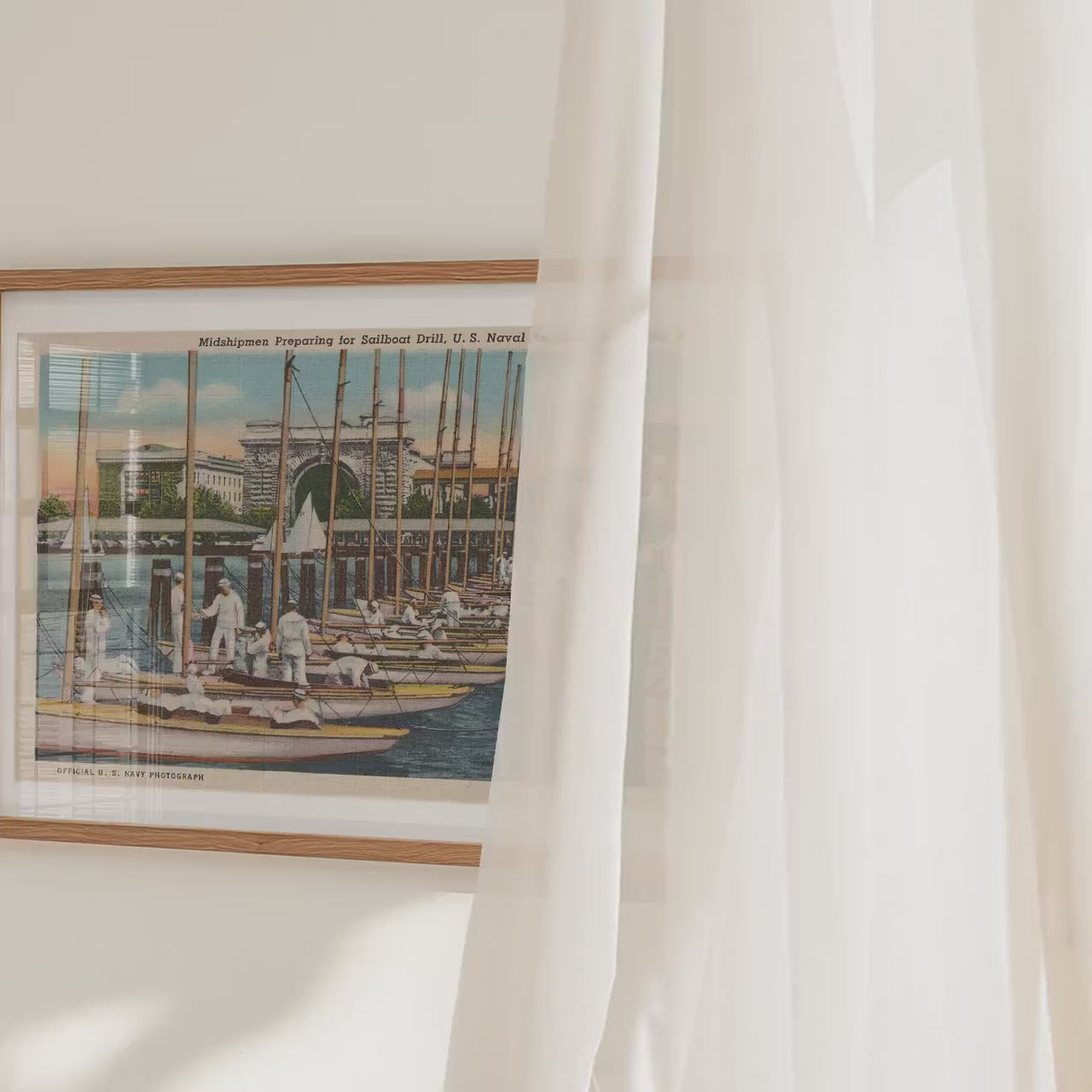 Annapolis Maryland Midshipmen Prepping Sailboats at the US Naval Academy: Postcard Fine Art Paper Print Framed or Unframed